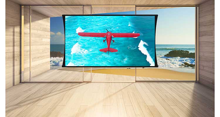 SI Debuts Floating Screen at CEDIA — Aims it at Both Residential and Commercial Installs