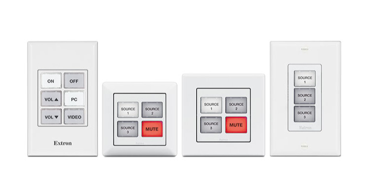 Extron Ships Four eBUS Button Panels with Field-Labelable Buttons