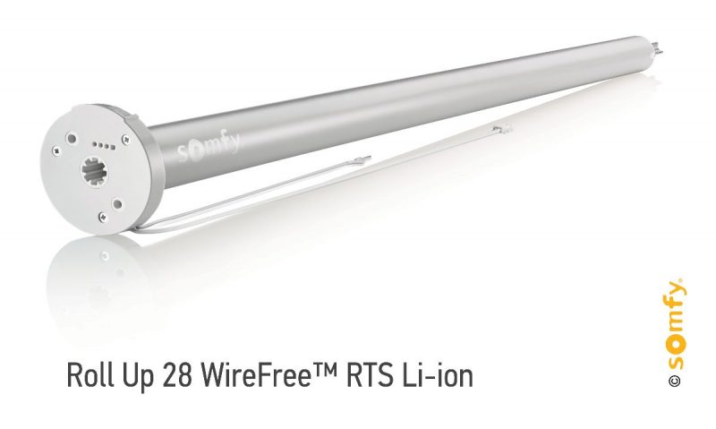 Somfy's New Roll Up 28 WireFree™ RTS Li-ion Offers a Rechargeable