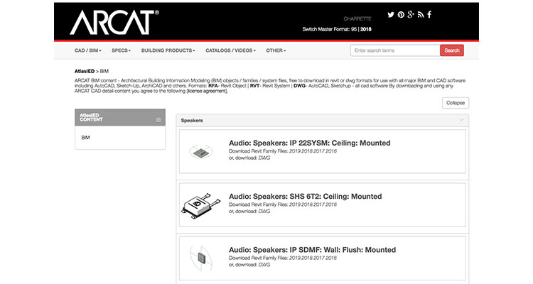 AtlasIED ARCAT BIM Content Libraries Debut for AV Designers and Integrators