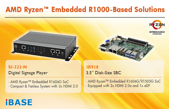 IBASE Unveils Two AMD RyzenT Embedded R1000-Based Solutions