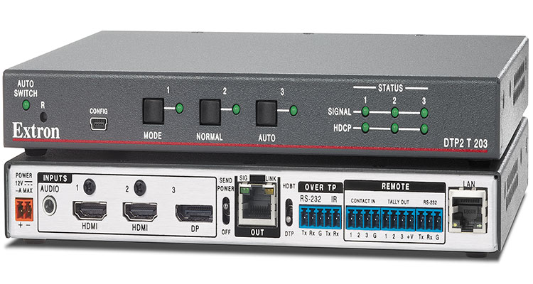Extron Ships Advanced Three-Input 4K/60 4:4:4 Switcher with Integrated DTP2 Transmitter