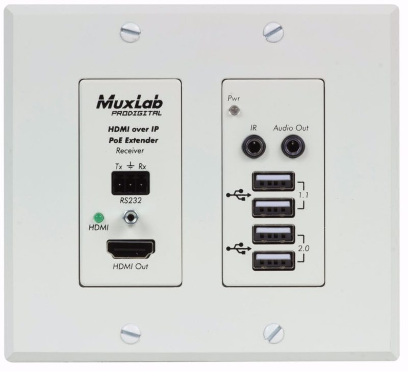 MuxLab’s New Wall Plate Receiver Supports 4K Video and USB Devices