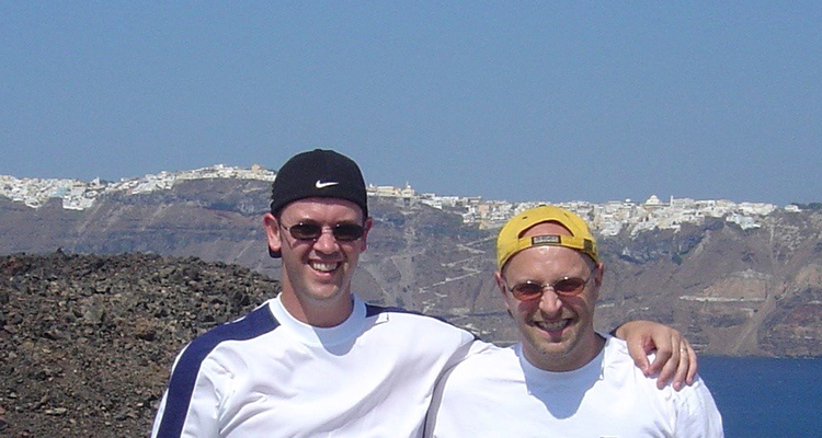 Fred Bargetzi and Scott Walker in Santorini