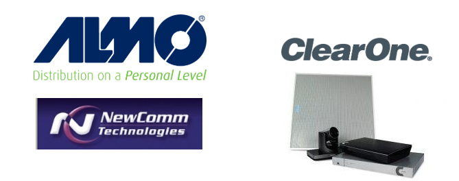 almo newcomm and clearone logos