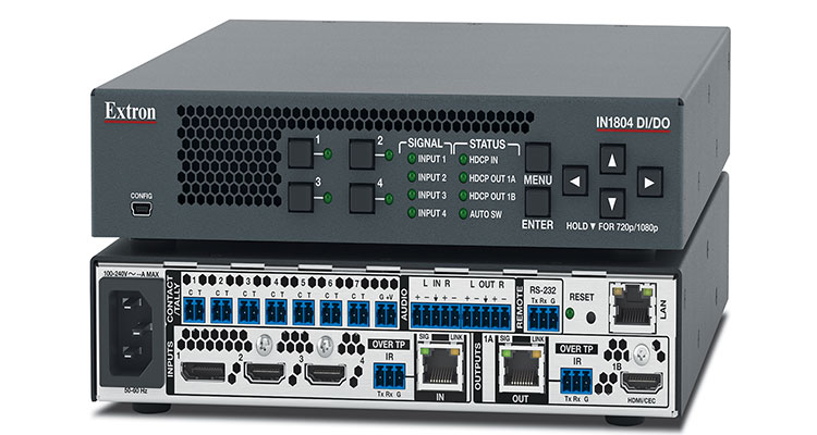 Extron Ships New Four Input 4K/60 4:4:4 Seamless Scaling Switcher with DTP2 Input and Output