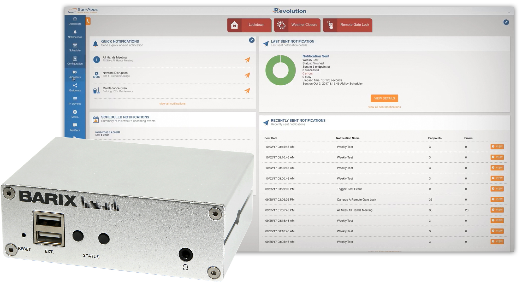 Barix Integrates Reliable IP Audio and Control Hardware with Syn-Apps’ Revolution Notification Platform