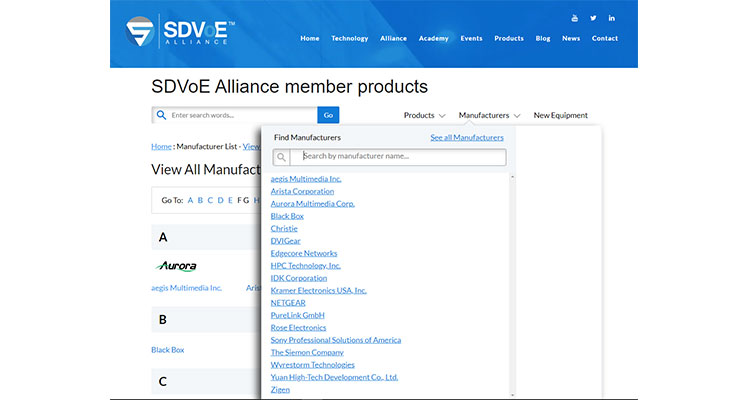 SDVoE Alliance to Offer Online Catalog of Member Products
