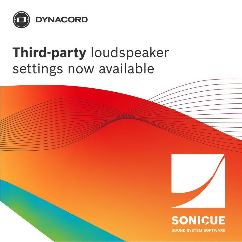 Third-party loudspeaker settings now available for Dynacord electronics via SONICUE software