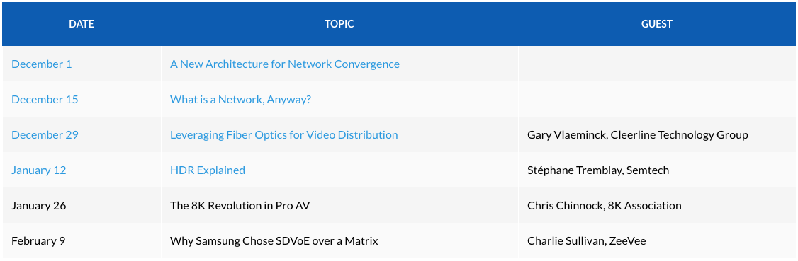 SDVoE LIVE! Upcoming Episodes