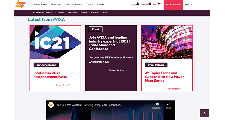 AVIXA Debuts New Website; Focuses More on Training AV Pros