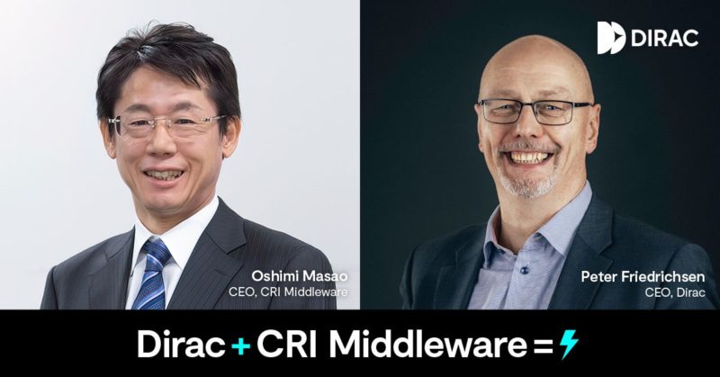 Dirac and Cri Middleware Join Forces to Deliver Enhanced Sound Experiences to the Mobile/PC, Gaming, IOT, and Automotive Industries