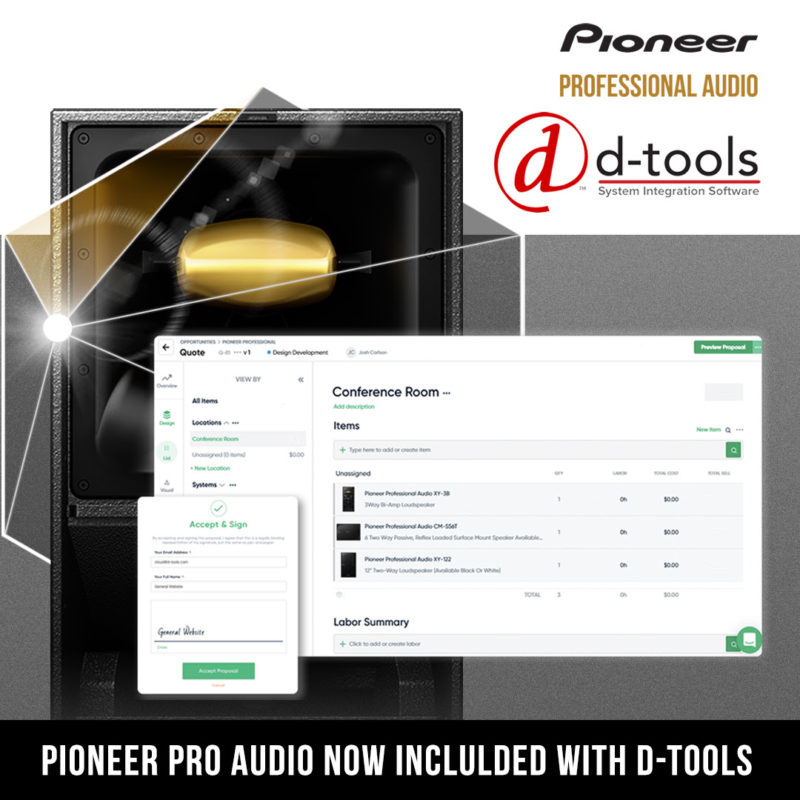 Pioneer Pro Audio Products Now Available in D-Tools Cloud