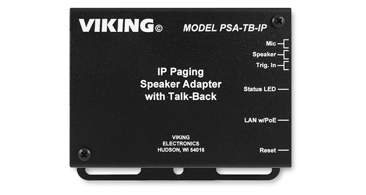 Viking Electronics Offers New IP Paging Speaker Adapter with Talk-back and Other Features