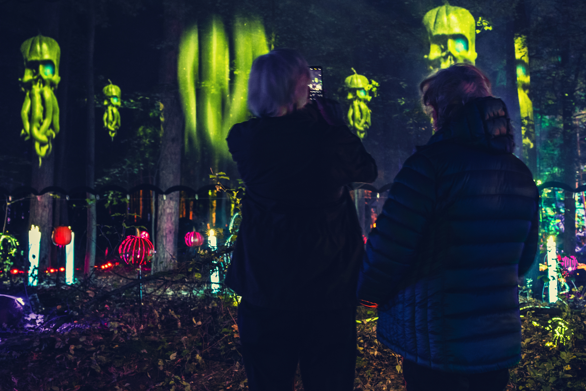 BLUEWATER used various AV equipment to create this spooky environment for Glenlore Trails Haunted Forest.