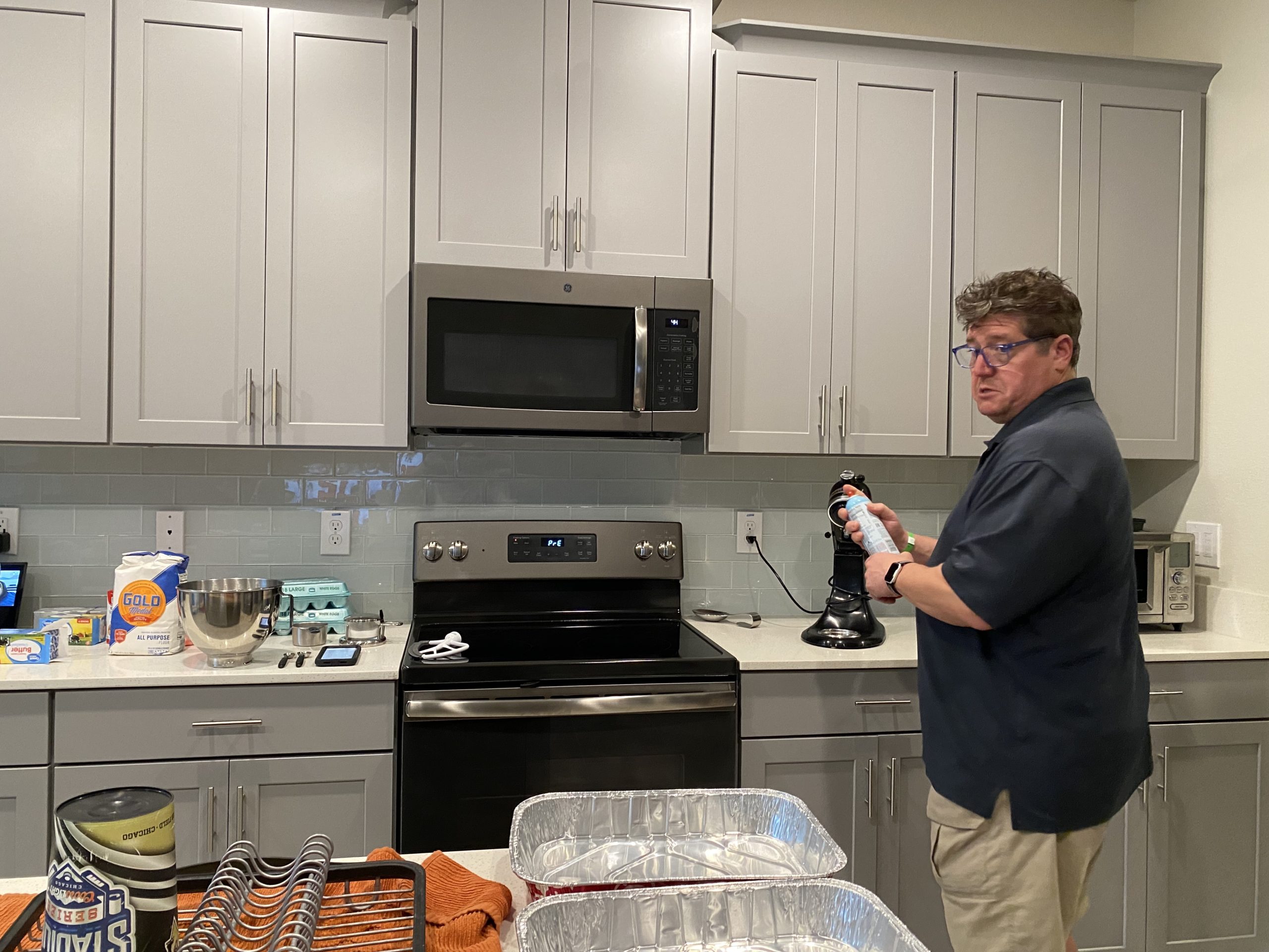 Tim Albright baking buttercake ahead of InfoComm 2021.