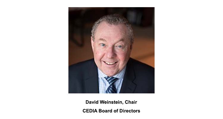 CEDIA Announces David Weinstein as Chair of Board of Directors, Names 2022 Executive Committee Officers