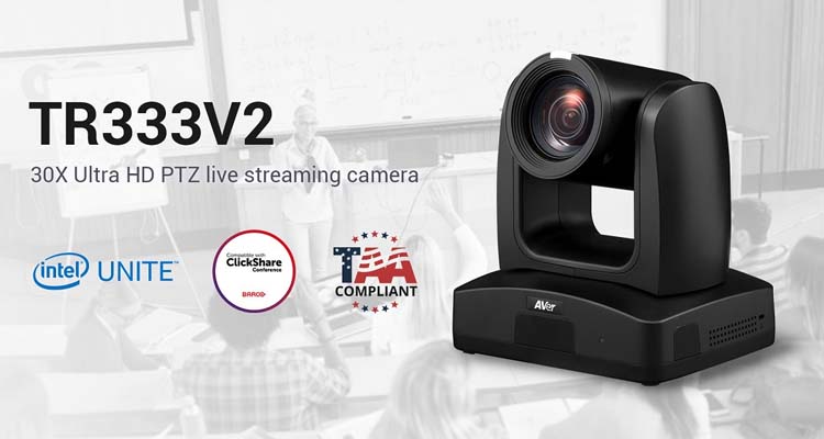 AVer TR333V2 4K 30X AI Auto Tracking PTZ Streaming Camera