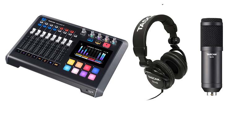 TASCAM Mixcast 4 Podcast Station system bundles