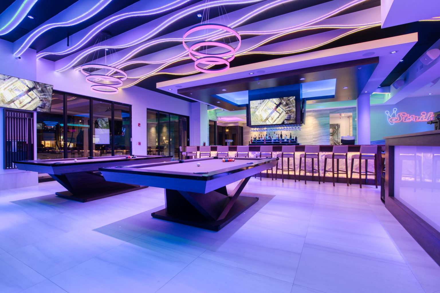 Strike 10 Boca Raton Modernizes Bowling with HighTech Interiors