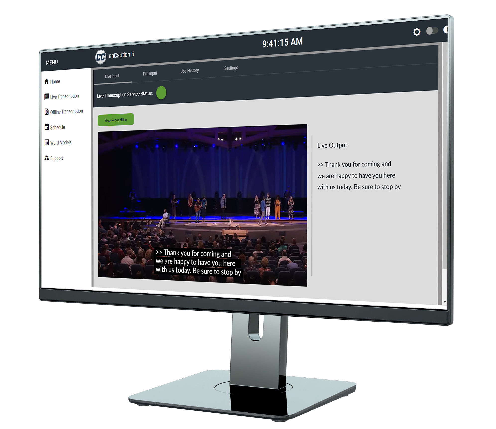 enCaption5 AV Worship on Monitor