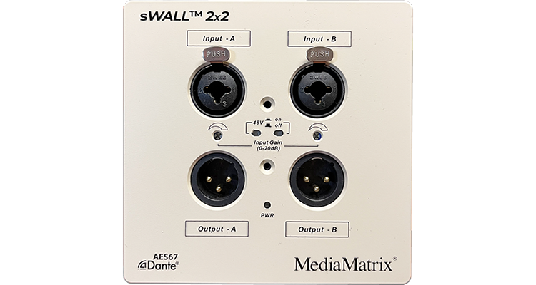 MediaMatrix Introduces the sWALL 2×2 Audio Network Interface Panel with Dante