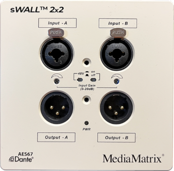 MediaMatrix Powers Up sWALL 2×2 Audio Network Interface Panel