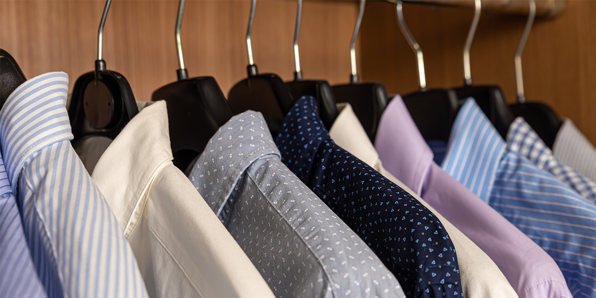 button down shirts in closet