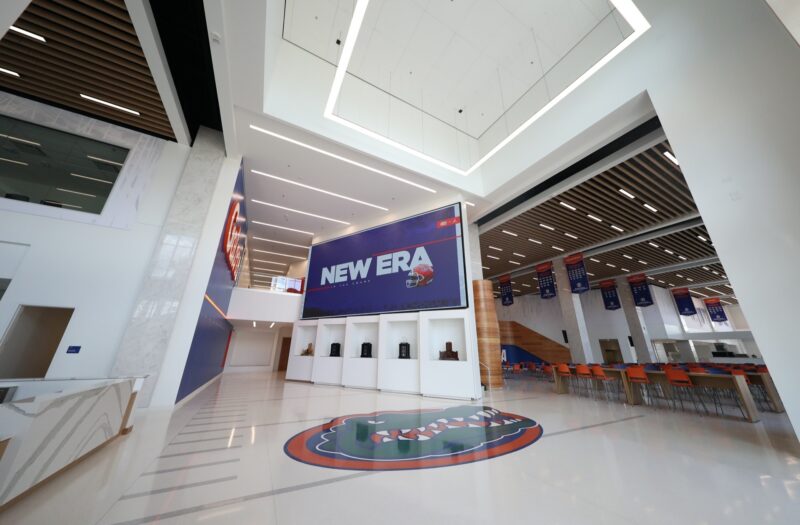 Florida Gators Training Center Unveils 32-foot Lobby Video Wall