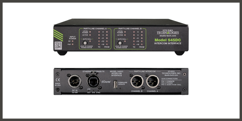 Studio Technologies Announces Model 545DC and 545DR Intercom Interfaces