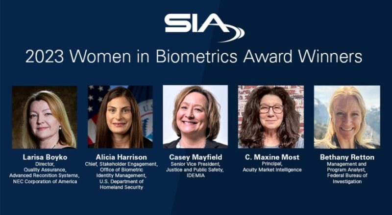 The Security Industry Association Announces Winners of the  2023 SIA Women in Biometrics Awards,