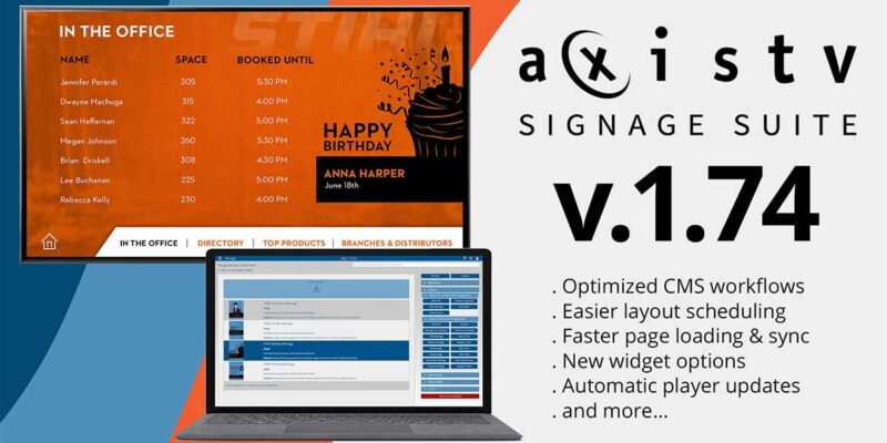 Visix Releases Version 1.74 of AxisTV Signage Suite