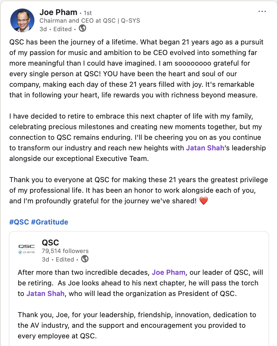 joe pham retirement post